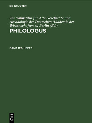 cover image of Philologus. Band 123, Heft 1